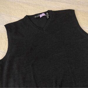Brandini 100%  Wool Mens V-Neck Vest Dark Gray Size XL
